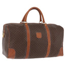 CELINE Macadam Canvas Boston Bag PVC Leather Brown Gold Auth 185992-1