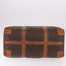 CELINE Macadam Canvas Boston Bag PVC Leather Brown Gold Auth 185992-6