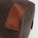 CELINE Macadam Canvas Boston Bag PVC Leather Brown Gold Auth 185992-15