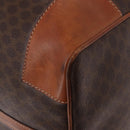 CELINE Macadam Canvas Boston Bag PVC Leather Brown Gold Auth 185992-17