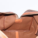 CELINE Macadam Canvas Boston Bag PVC Leather Brown Gold Auth 185992-20