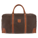 CELINE Macadam Canvas Boston Bag PVC Leather Brown Gold Auth 185992-13