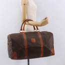 CELINE Macadam Canvas Boston Bag PVC Leather Brown Gold Auth 185992-24