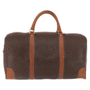 CELINE Macadam Canvas Boston Bag PVC Leather Brown Gold Auth 185992-2