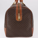 CELINE Macadam Canvas Boston Bag PVC Leather Brown Gold Auth 185992-5