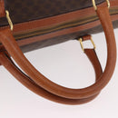 CELINE Macadam Canvas Boston Bag PVC Leather Brown Gold Auth 185992-8