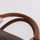 CELINE Macadam Canvas Boston Bag PVC Leather Brown Gold Auth 185992-14