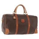 CELINE Macadam Canvas Boston Bag PVC Leather Brown Gold Auth 185993-1