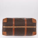 CELINE Macadam Canvas Boston Bag PVC Leather Brown Gold Auth 185993-5