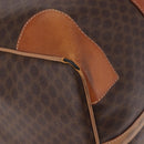 CELINE Macadam Canvas Boston Bag PVC Leather Brown Gold Auth 185993-9