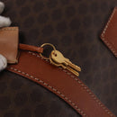 CELINE Macadam Canvas Boston Bag PVC Leather Brown Gold Auth 185993-10