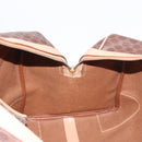 CELINE Macadam Canvas Boston Bag PVC Leather Brown Gold Auth 185993-20