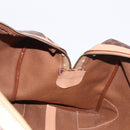 CELINE Macadam Canvas Boston Bag PVC Leather Brown Gold Auth 185993-21
