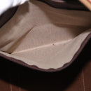 CELINE Macadam Canvas Boston Bag PVC Leather Brown Gold Auth 185993-23