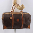 CELINE Macadam Canvas Boston Bag PVC Leather Brown Gold Auth 185993-24