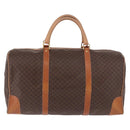CELINE Macadam Canvas Boston Bag PVC Leather Brown Gold Auth 185993-2