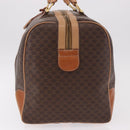 CELINE Macadam Canvas Boston Bag PVC Leather Brown Gold Auth 185993-3
