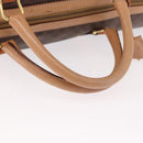 CELINE Macadam Canvas Boston Bag PVC Leather Brown Gold Auth 185993-8