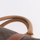 CELINE Macadam Canvas Boston Bag PVC Leather Brown Gold Auth 185993-14