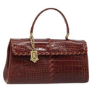 SAINT LAURENT Hand Bag Embossed leather Brown Gold Auth 185996A-1
