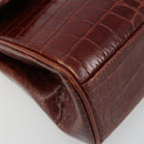 SAINT LAURENT Hand Bag Embossed leather Brown Gold Auth 185996A-11