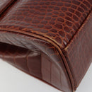 SAINT LAURENT Hand Bag Embossed leather Brown Gold Auth 185996A-13