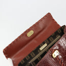 SAINT LAURENT Hand Bag Embossed leather Brown Gold Auth 185996A-15
