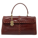 SAINT LAURENT Hand Bag Embossed leather Brown Gold Auth 185996A-2