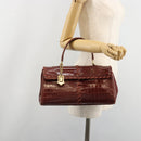 SAINT LAURENT Hand Bag Embossed leather Brown Gold Auth 185996A-22