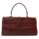 SAINT LAURENT Hand Bag Embossed leather Brown Gold Auth 185996A-3