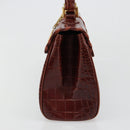 SAINT LAURENT Hand Bag Embossed leather Brown Gold Auth 185996A-4