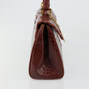 SAINT LAURENT Hand Bag Embossed leather Brown Gold Auth 185996A-5