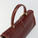 SAINT LAURENT Hand Bag Embossed leather Brown Gold Auth 185996A-6