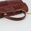 SAINT LAURENT Hand Bag Embossed leather Brown Gold Auth 185996A-7