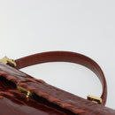 SAINT LAURENT Hand Bag Embossed leather Brown Gold Auth 185996A-8