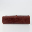 SAINT LAURENT Hand Bag Embossed leather Brown Gold Auth 185996A-9