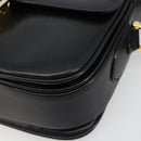 CELINE Horse Carriage Shoulder Bag Leather Gold Black Auth 185997A-9