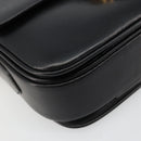 CELINE Horse Carriage Shoulder Bag Leather Gold Black Auth 185997A-14