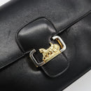CELINE Horse Carriage Shoulder Bag Leather Gold Black Auth 185997A-17