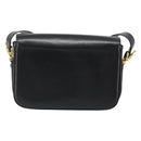 CELINE Horse Carriage Shoulder Bag Leather Gold Black Auth 185997A-2