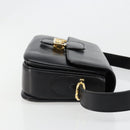 CELINE Horse Carriage Shoulder Bag Leather Gold Black Auth 185997A-3