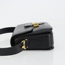 CELINE Horse Carriage Shoulder Bag Leather Gold Black Auth 185997A-4
