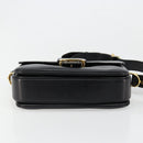 CELINE Horse Carriage Shoulder Bag Leather Gold Black Auth 185997A-5