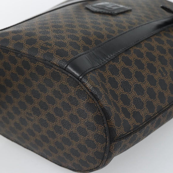 CELINE Macadam Canvas Draagtas PVC Leer Zwart Goud Auth 185998