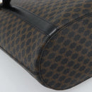 CELINE Macadam Canvas Draagtas PVC Leer Zwart Goud Auth 185998-14