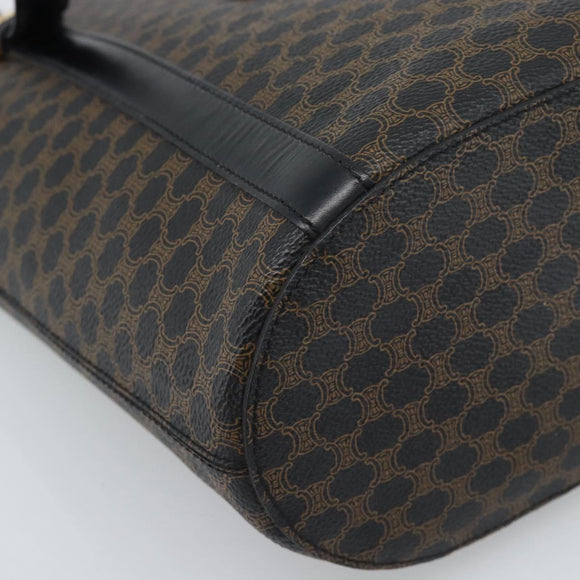 CELINE Macadam Canvas Draagtas PVC Leer Zwart Goud Auth 185998