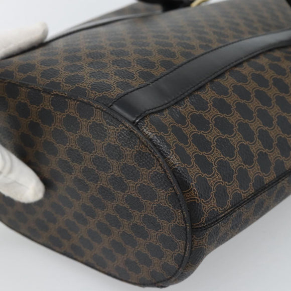 CELINE Macadam Canvas Draagtas PVC Leer Zwart Goud Auth 185998