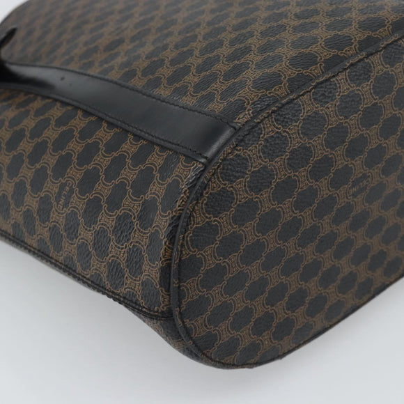 CELINE Macadam Canvas Draagtas PVC Leer Zwart Goud Auth 185998