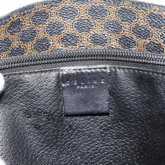 CELINE Macadam Canvas Draagtas PVC Leer Zwart Goud Auth 185998