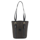 CELINE Macadam Canvas Draagtas PVC Leer Zwart Goud Auth 185998-13